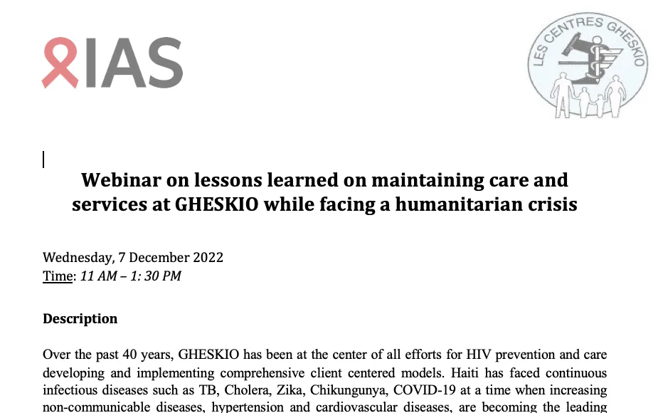 GHESKIO Presents at IAS